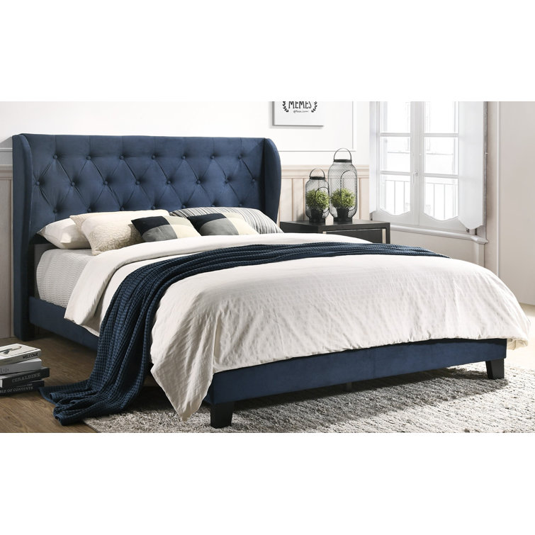 Navy wingback online bed